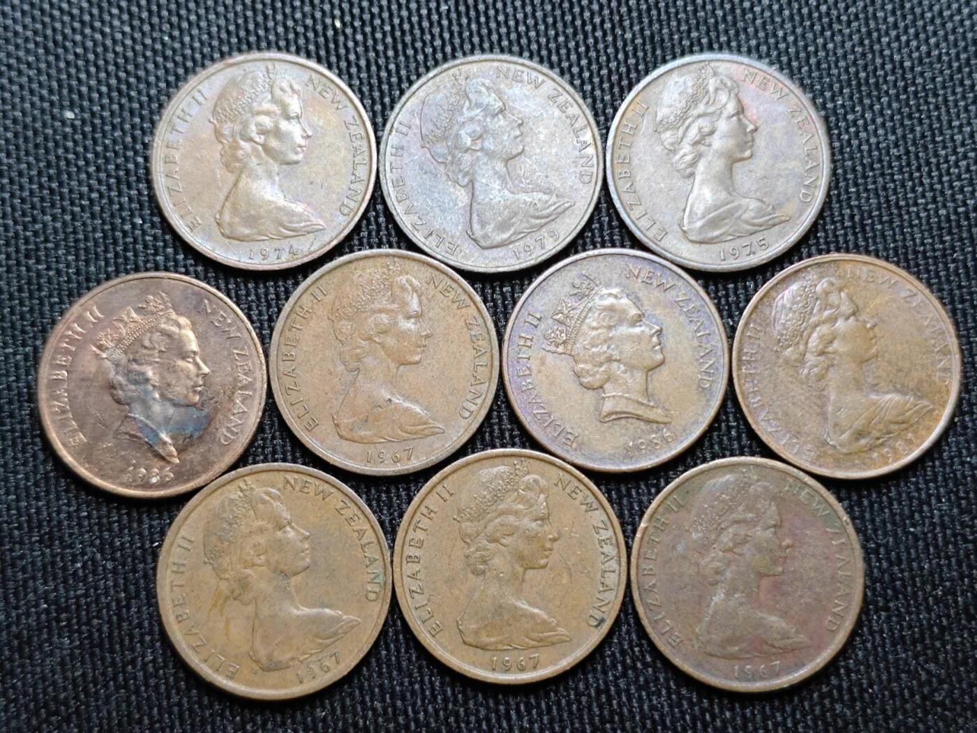 KK钱币收藏小铺 （套币 好品/批量散币 银币）专场  2月预留时间 周末发货  新西兰1分一组10枚