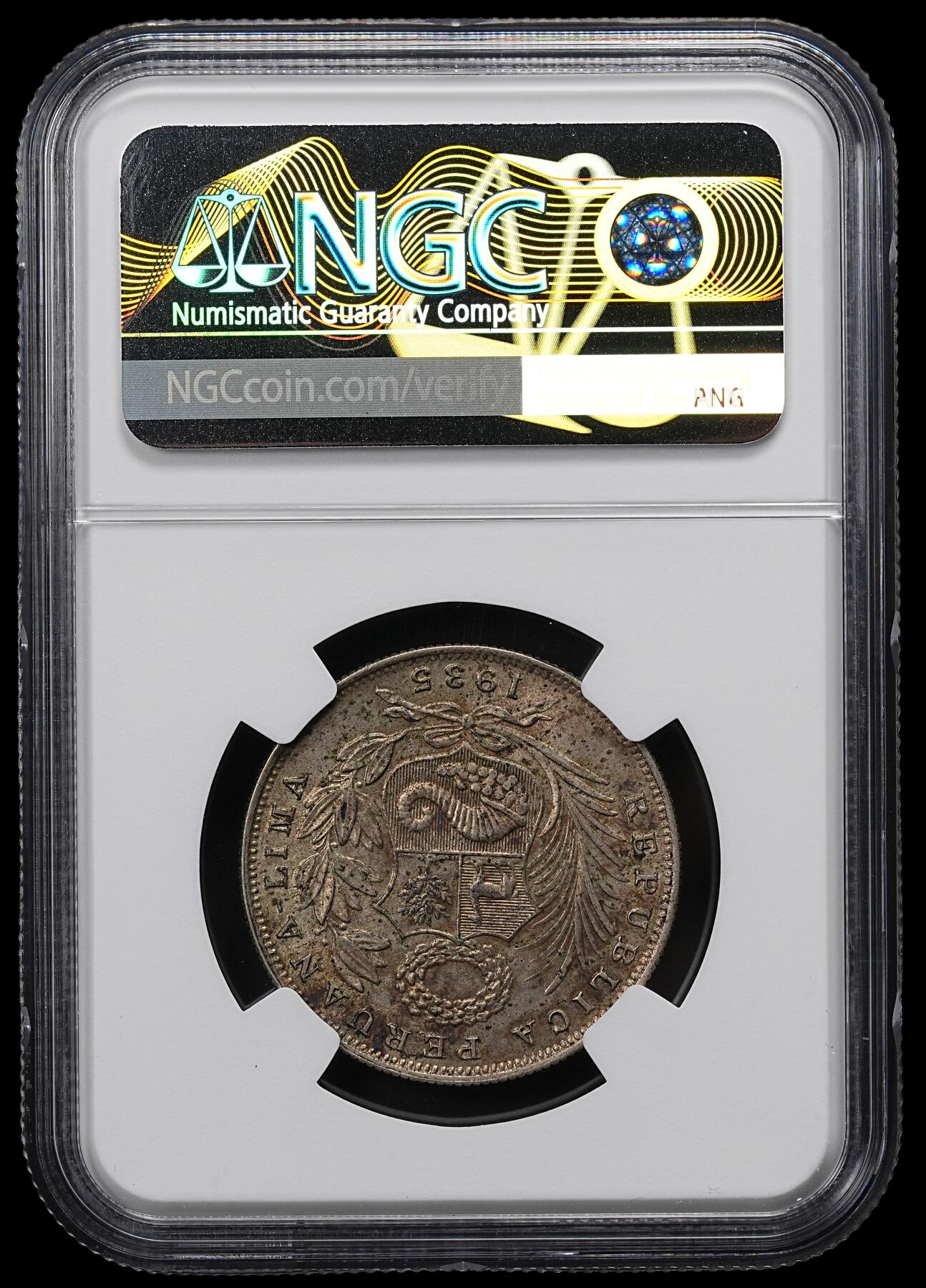 修遠堂世界钱币第九十五期 NGC MS63 1935年秘鲁1/2 SOL银币