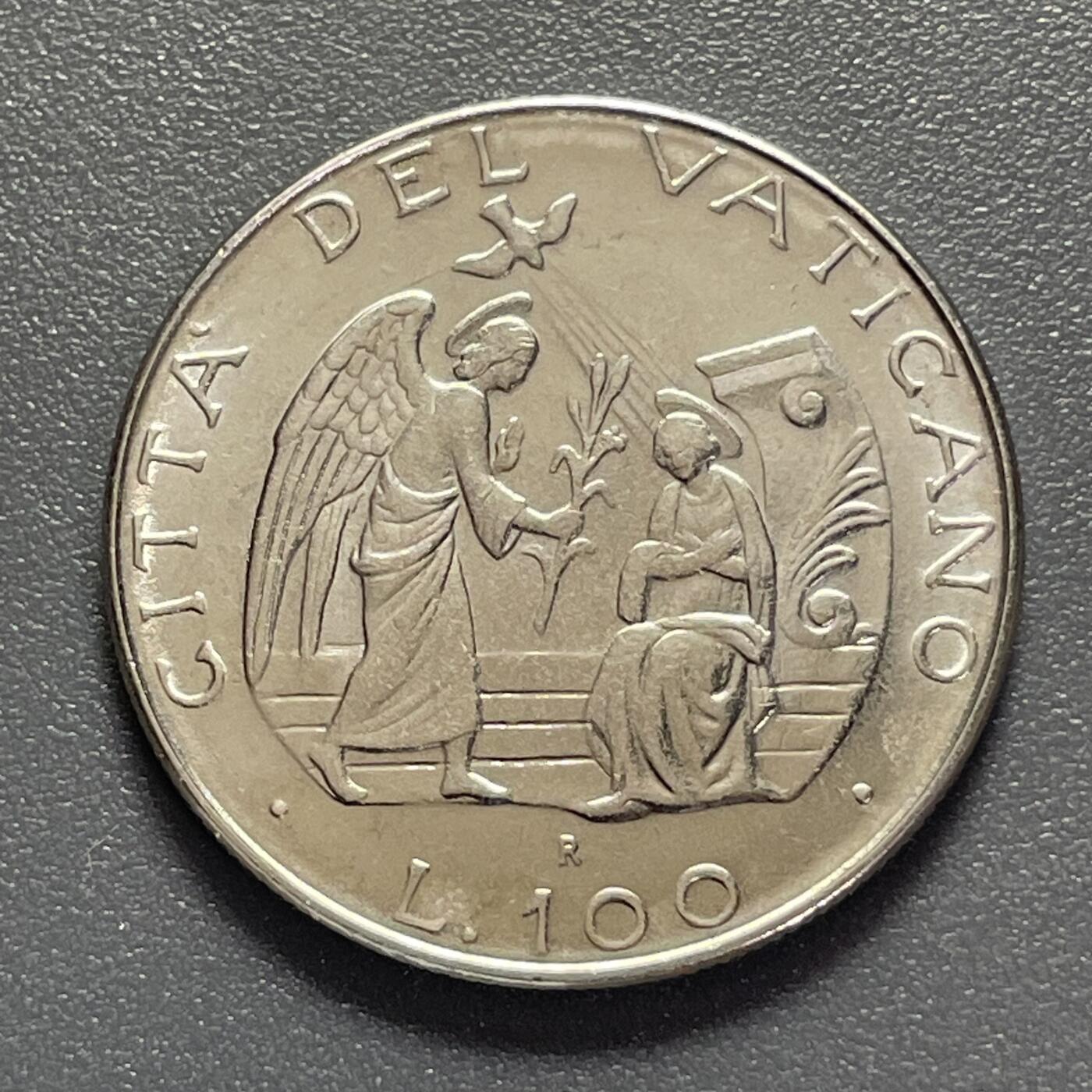 回流1130 全新 梵蒂冈1987年100里拉 天使报喜/教皇保罗二世