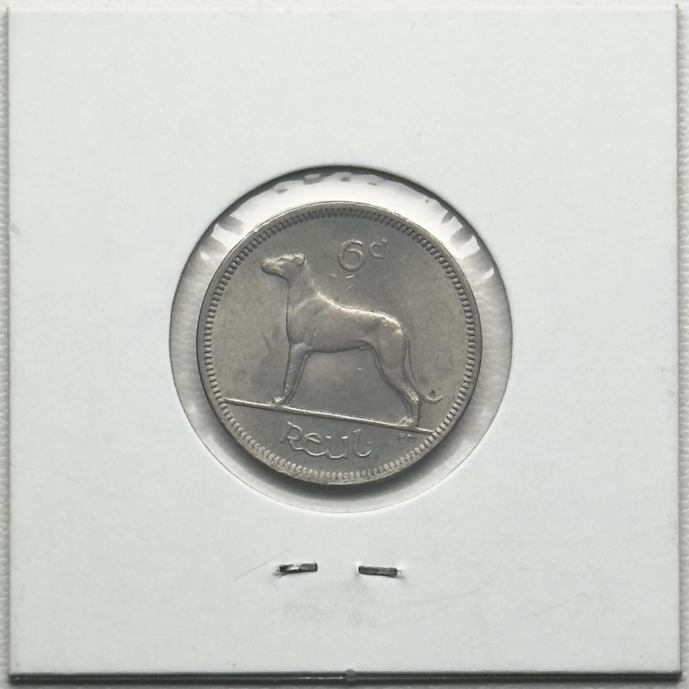 ＜小葵钱铺＞第66期·散币·银币场·满200包邮，不寄存·12月1号发货 爱尔兰1968年猎狼犬6便士硬币