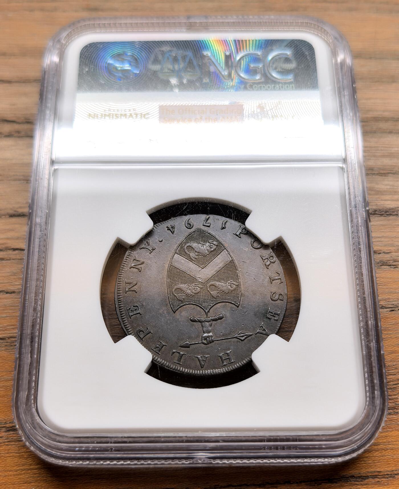 纫秋兰以为佩·凡希社微拍感恩专场 1794英国汉普郡1/2便士token NGC-MS62