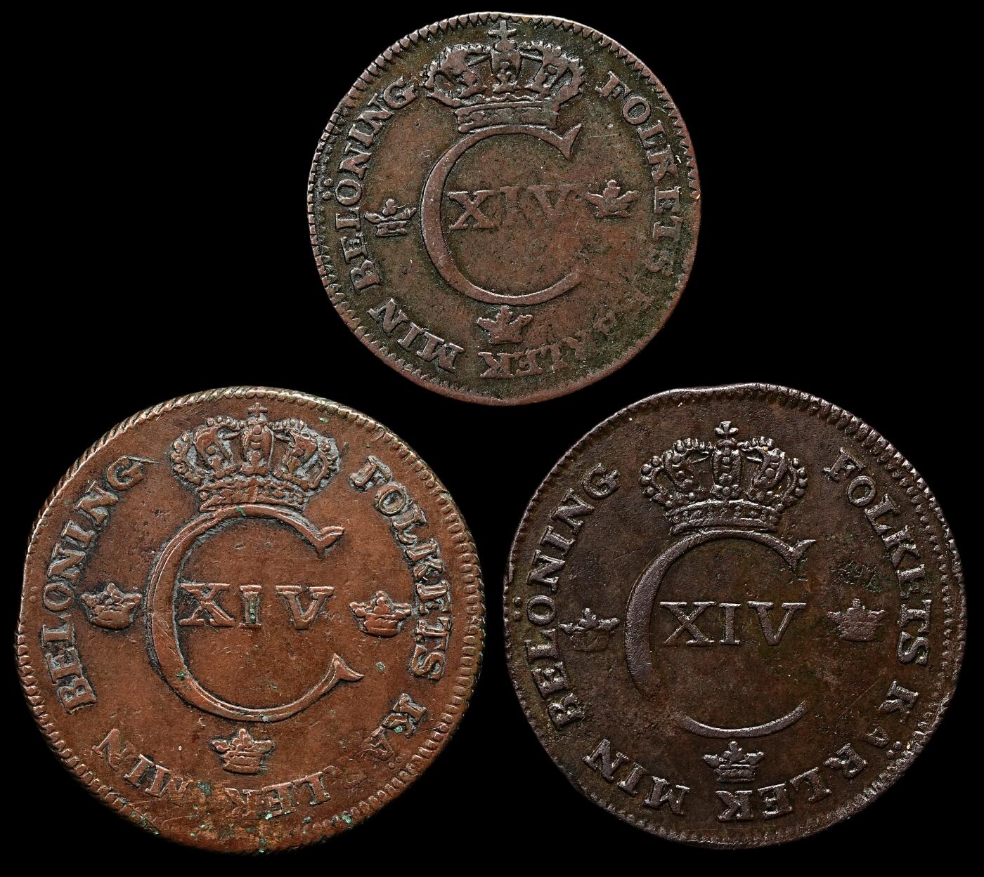 修遠堂世界钱币第九十五期 19世纪瑞典老铜币3枚