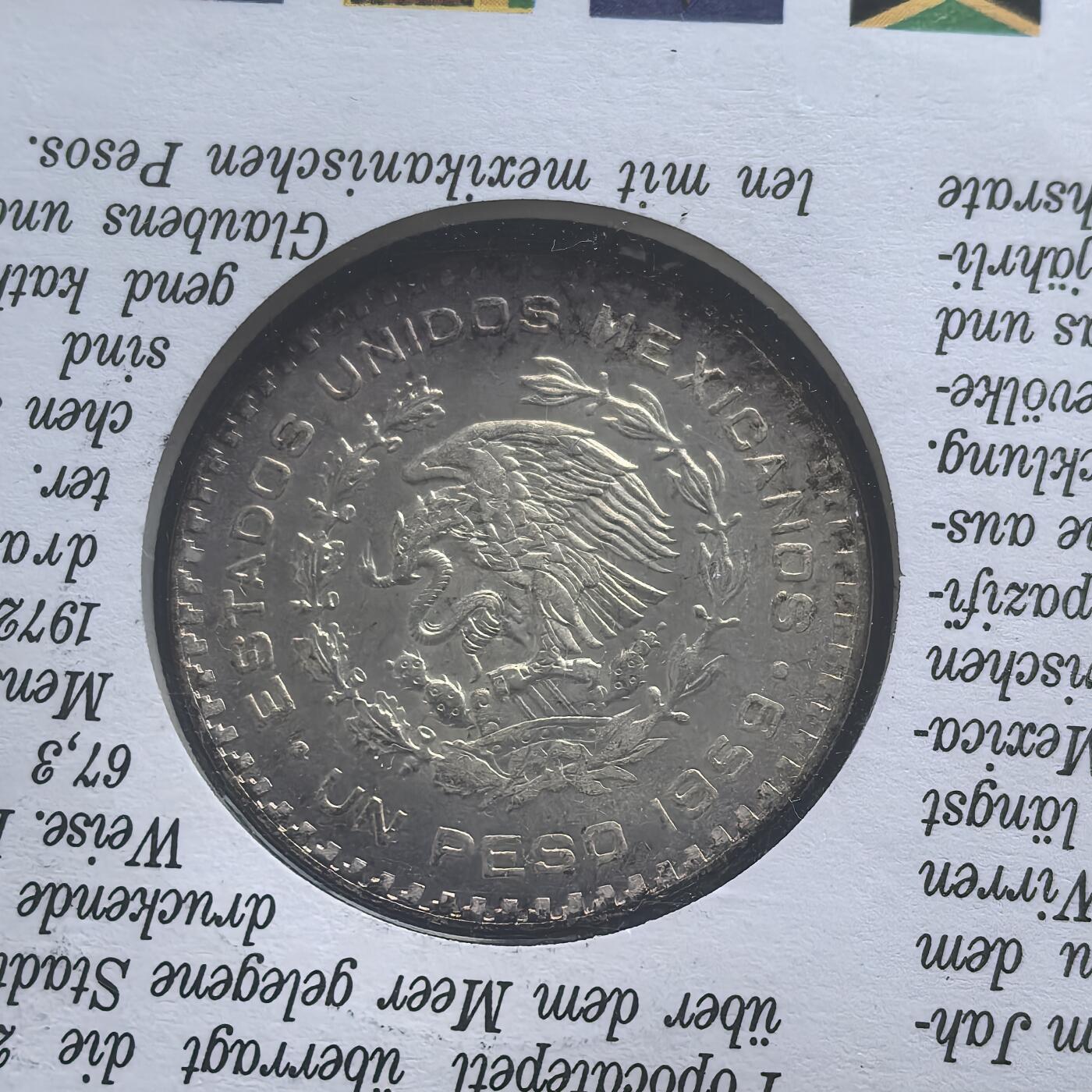 道一币馆币章第一百五十六场 邮币封 墨西哥1959年莫雷洛斯1比索银币