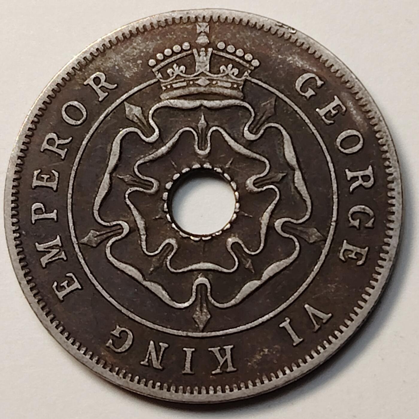 布加迪🐬～世界钱币(上海)🌾第 262 期 /  各国套币和散币 南罗德西亚 1937年 1便士 乔治六世