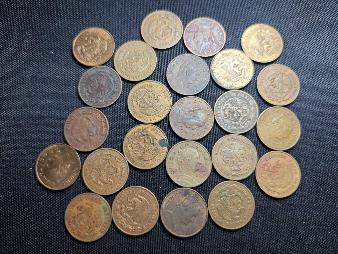 KK钱币收藏小铺 （套币 好品/批量散币 银币）专场  2月预留时间 周末发货  墨西哥5分女头小铜币 大版一组24枚