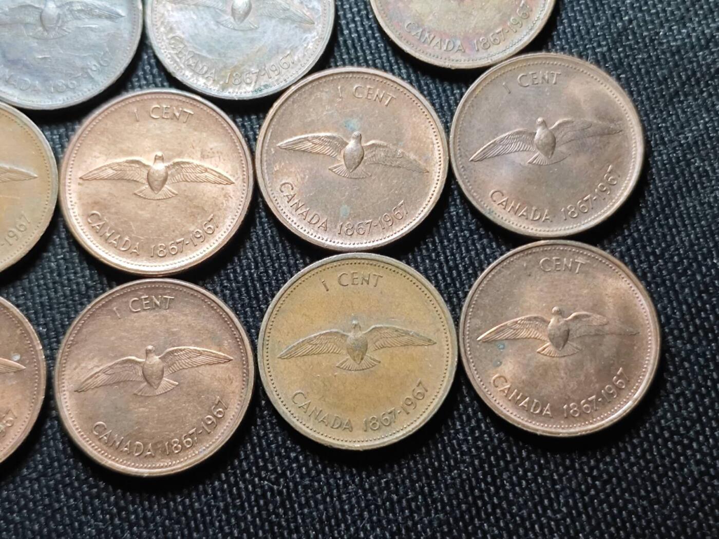 KK钱币收藏小铺 （套币 好品/批量散币 银币）专场  2月预留时间 周末发货  加拿大建国200周年1分纪念币一组14枚