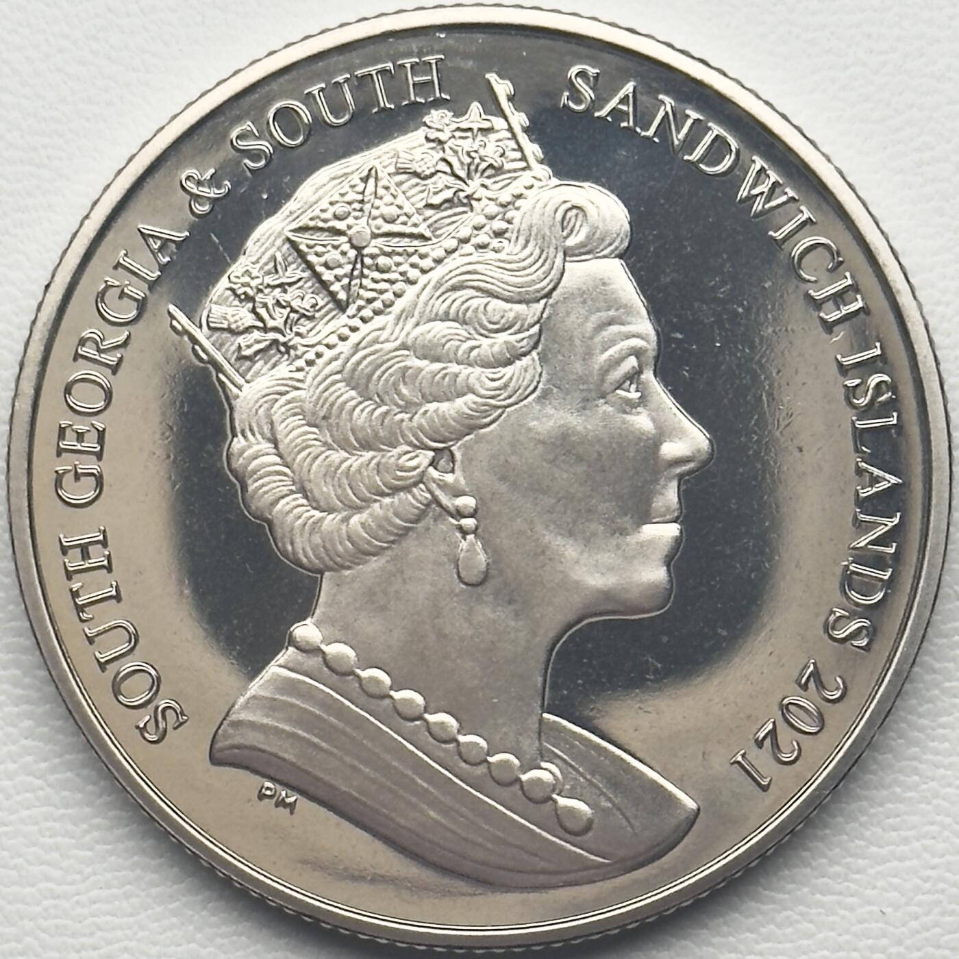 ＜小葵钱铺＞第66期·散币·银币场·满200包邮，不寄存·12月1号发货 南乔治亚岛和南桑威奇群岛2021年天使之翼2镑克朗型纪念币