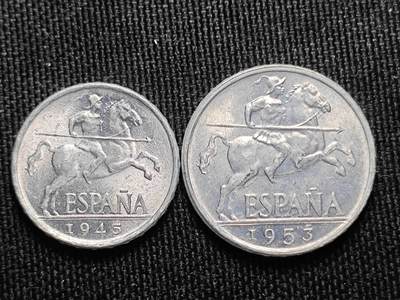 KK钱币收藏小铺 （套币 好品/批量散币 银币）专场  2月预留时间 周末发货 -  西班牙5/10分铝币 好品少见