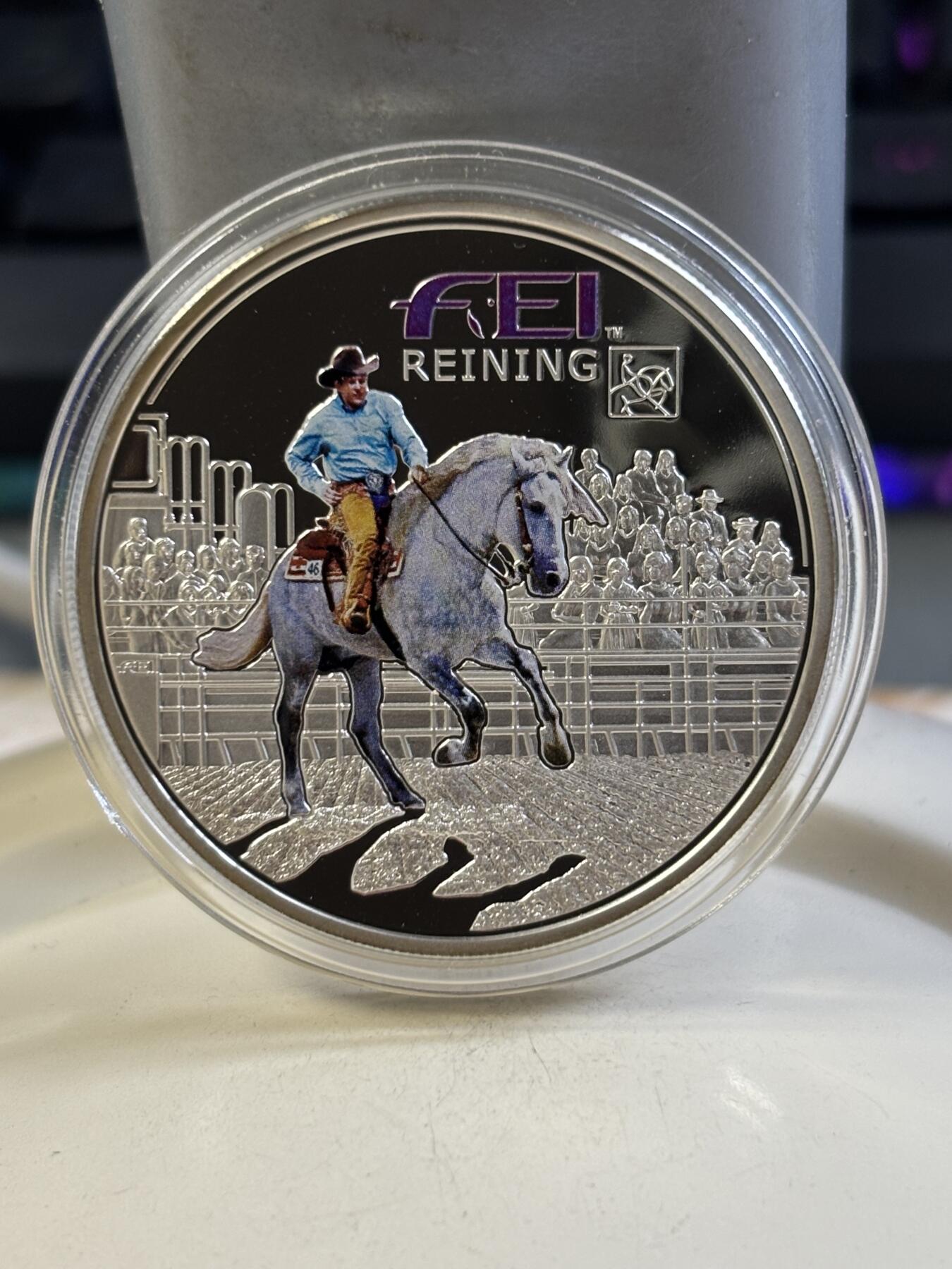 第183期拍卖 安道尔2013年FEI马术世界杯比赛20克精制彩色纪念银币4带证书,925银，发行量2000枚