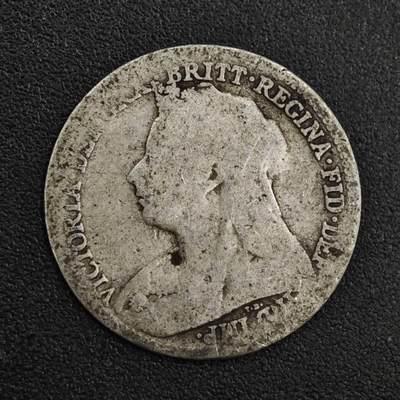 【淘币小摊】限时拍第八百一十二拍  小银币场  满百包邮可预留两周  周一统一发货  - 英国1897年维多利亚3便士银币