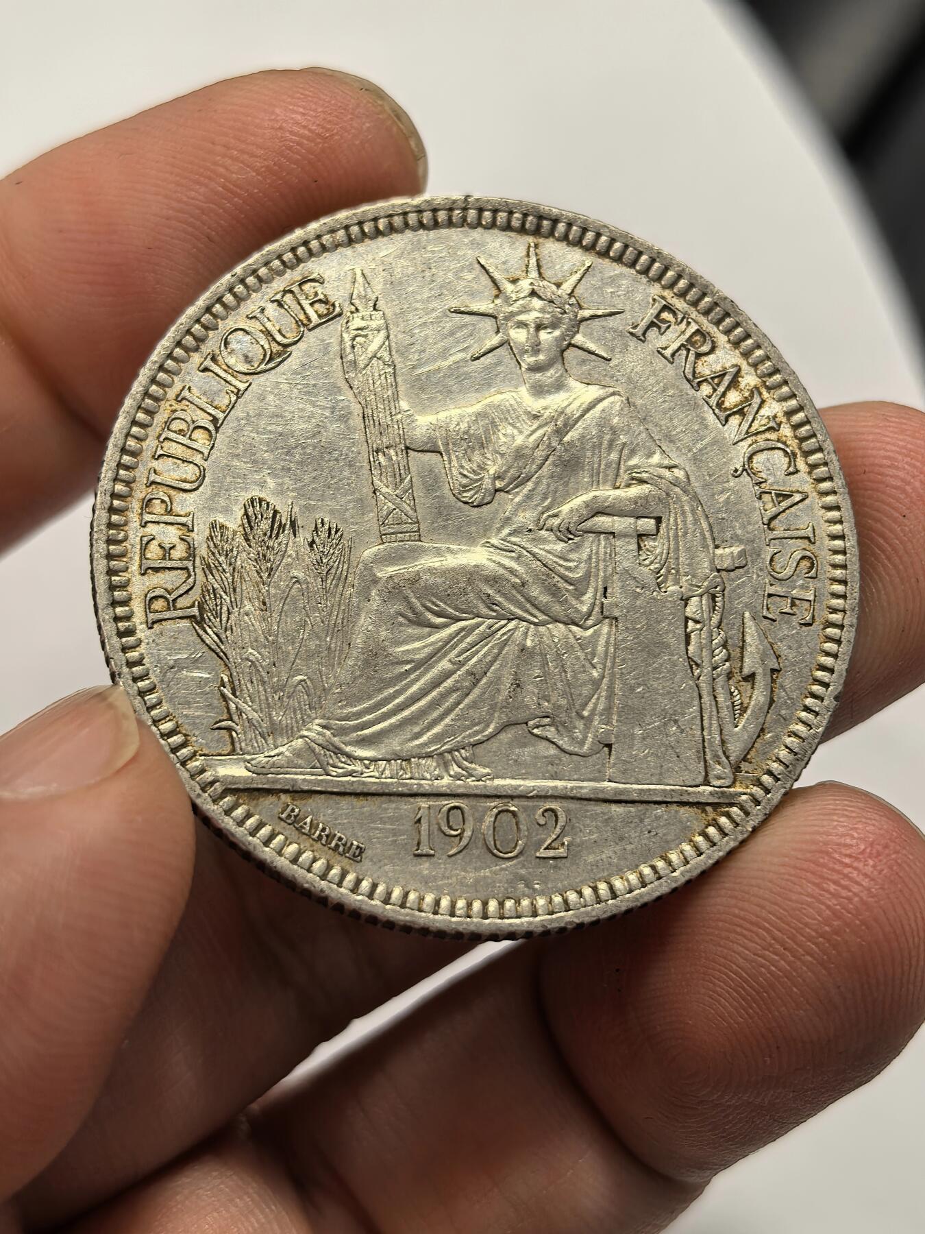 博洋堂世界钱币拍卖第149期（全场包邮） 法属印支坐洋1902年 一元银币