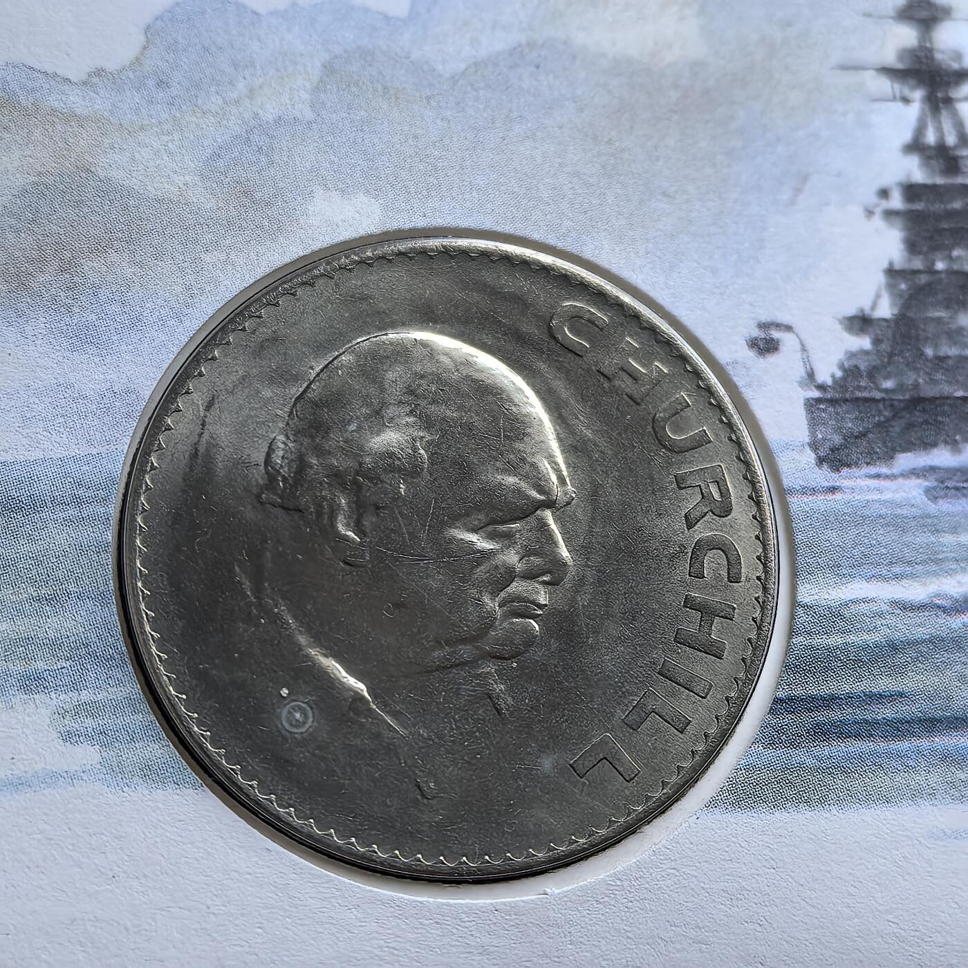 道一币馆币章第一百五十六场 邮币封 英国1965年丘吉尔逝世1克朗纪念币