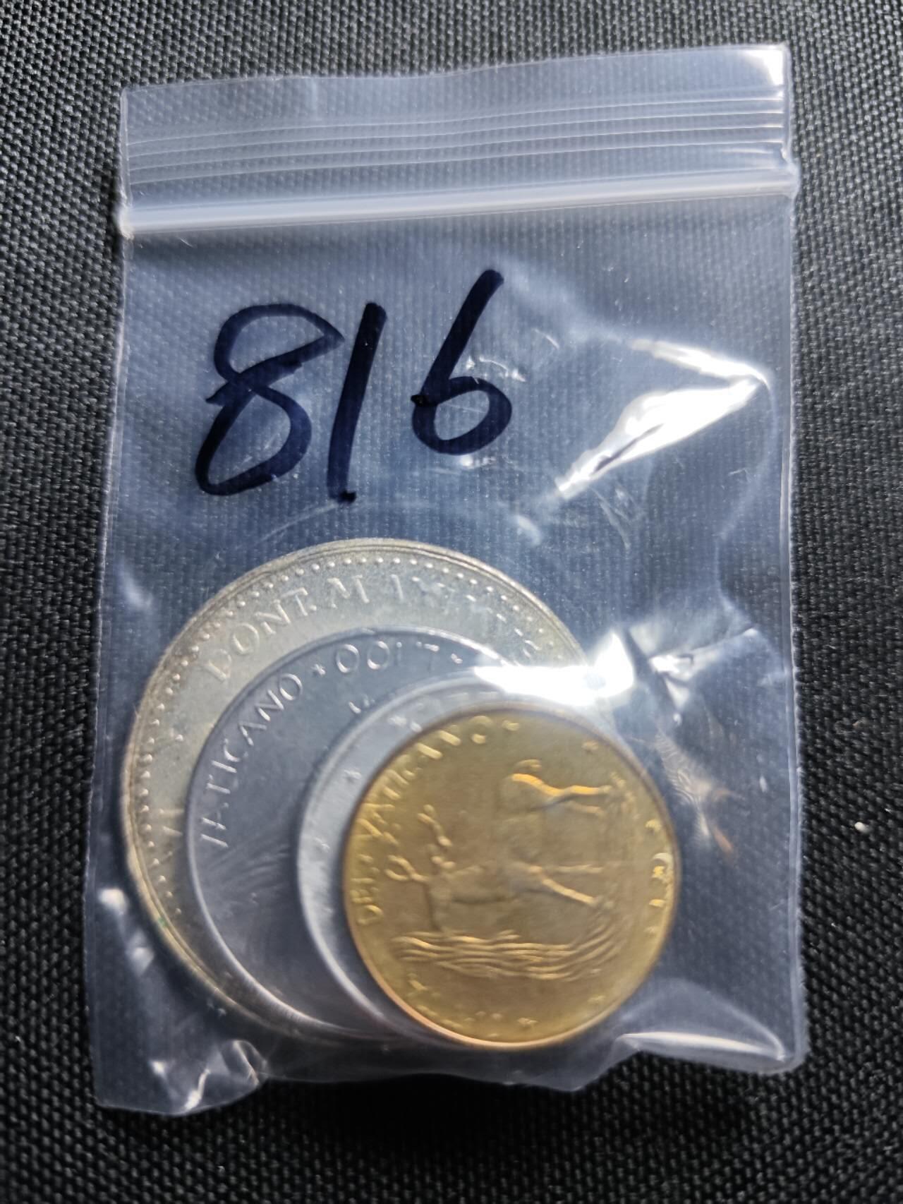 KK钱币收藏小铺 （套币 好品/批量散币 银币）专场  2月预留时间 周末发货  梵蒂冈大小面值一组 含镀银章