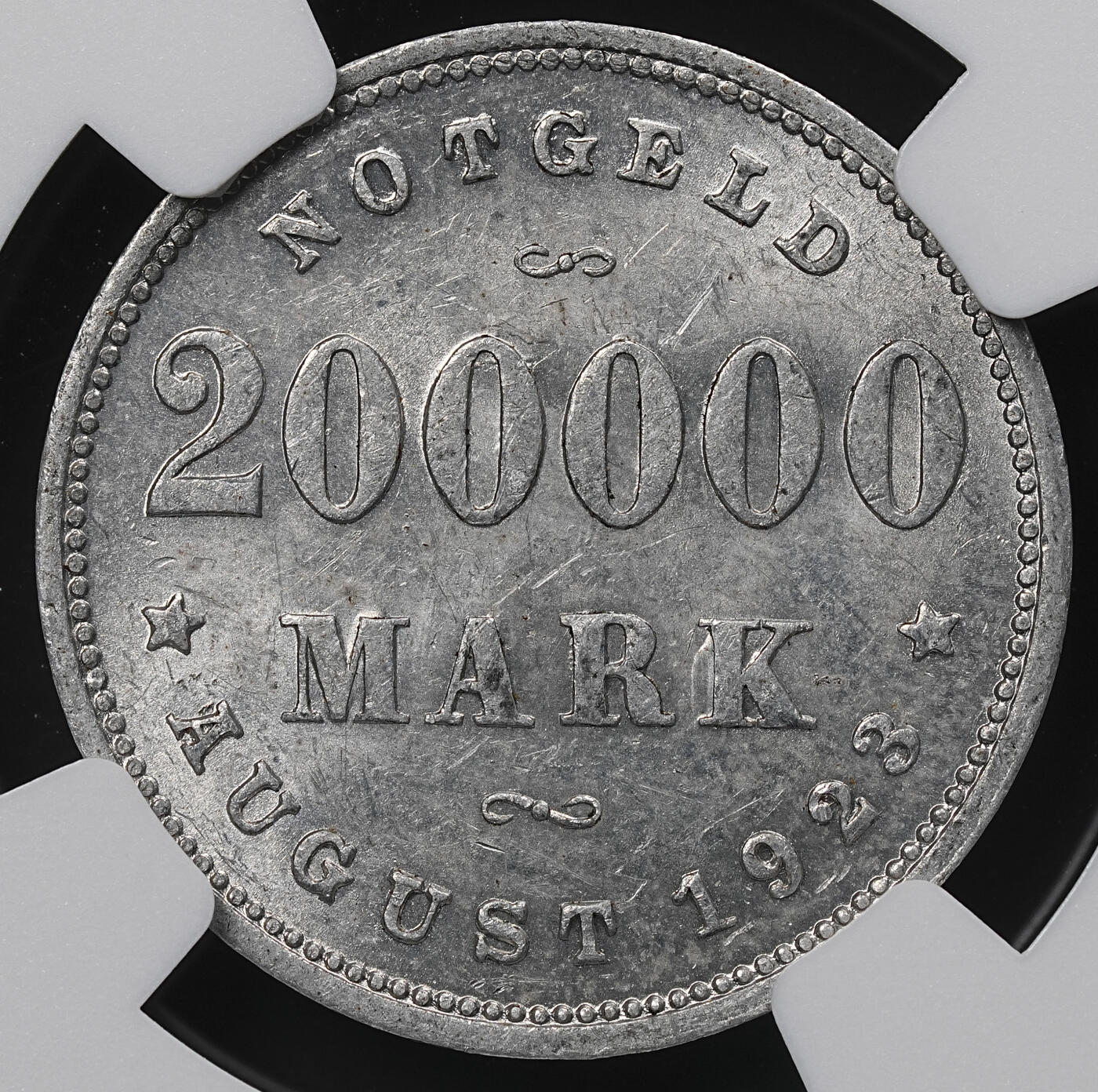 修遠堂世界钱币第九十五期 NGC MS62 1923年德国紧急时期汉堡20万马克