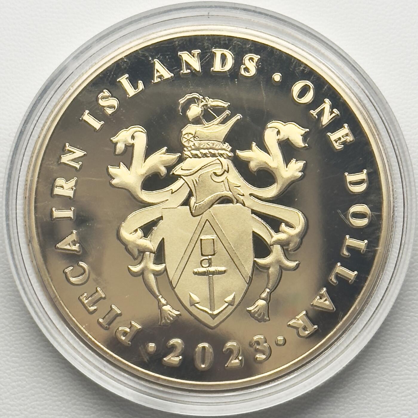 ＜小葵钱铺＞第66期·散币·银币场·满200包邮，不寄存·12月1号发货 〈50mm，45g〉皮特凯恩群岛2023年美国独立战争1元镀金纪念币