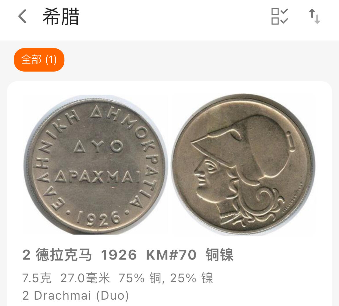 回流1130 希腊1926年0.5+1+2德拉克马3枚 雅典娜佩戴科林斯头盔的头像