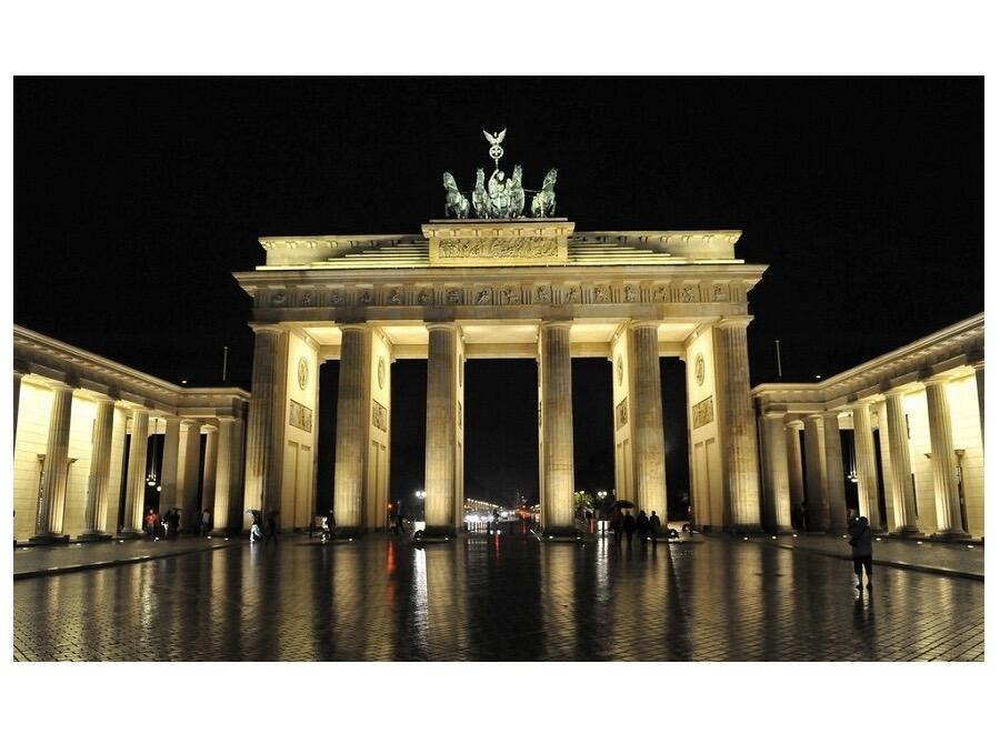 德国1967年国父阿登纳+勃兰登堡门 高浮雕精制大镀银章 40MM