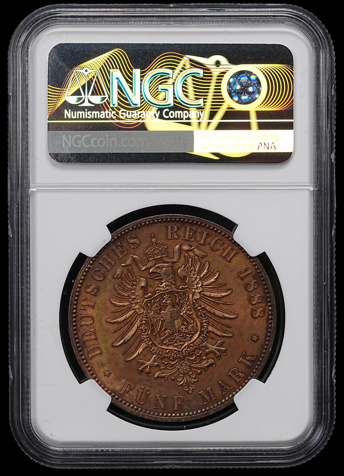 修遠堂世界钱币第九十五期 NGC MS62 1888年普鲁士弗里德里希三世5马克大银币 重包浆