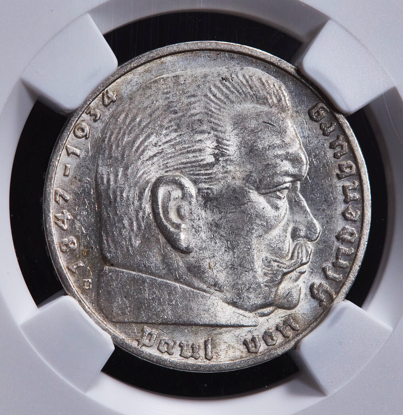 【俄甄集藏】2025年(045)12-03 星期三 晚 19:30 全场包邮 德国第三帝国1937年E版2马克银币，NGC MS63，车轮转光，原图联系客服或前往对应官网进行查询