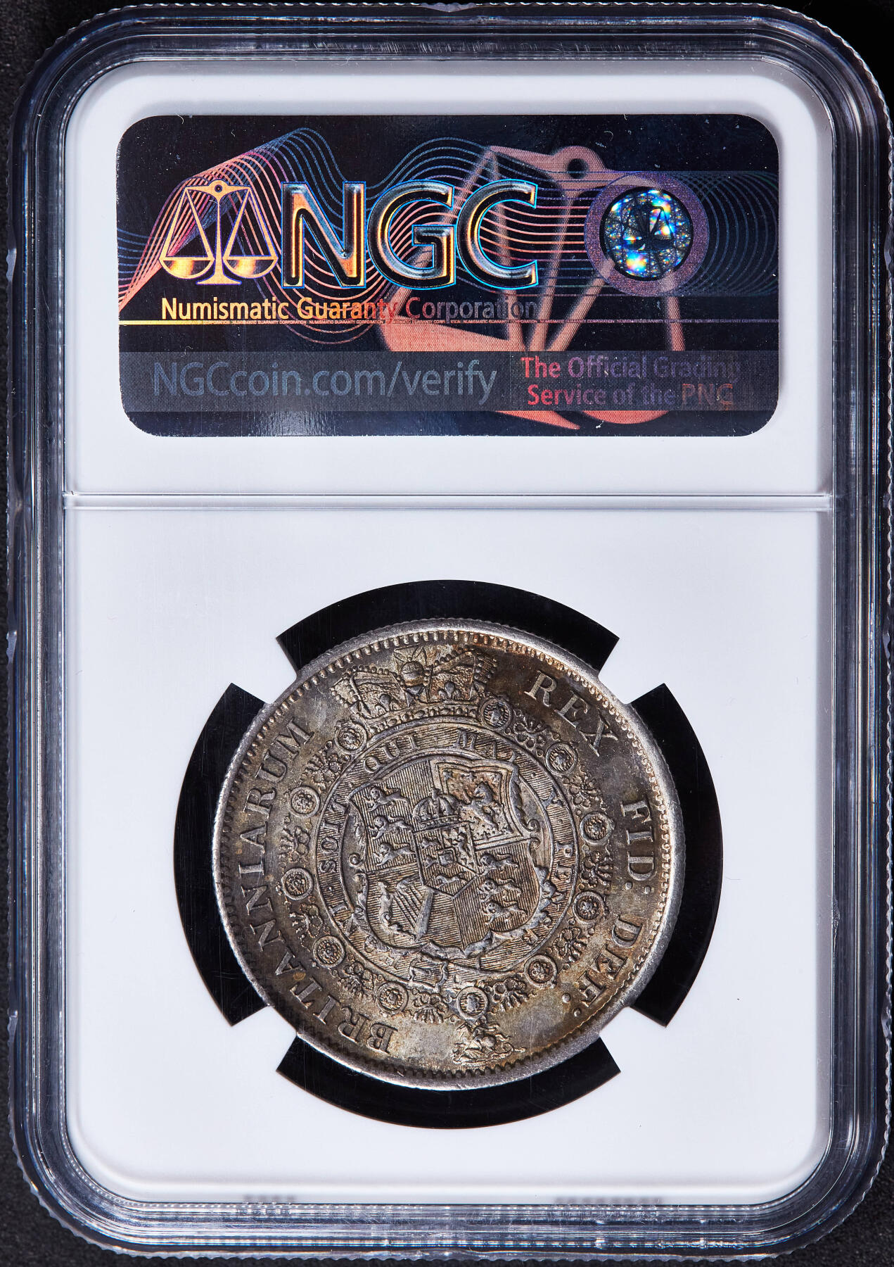 【俄甄集藏】2025年(045)12-03 星期三 晚 19:30 全场包邮 英国1817年乔治三世牛头半克朗银币，NGC MS63，黄油五彩转光品相，名誉品种