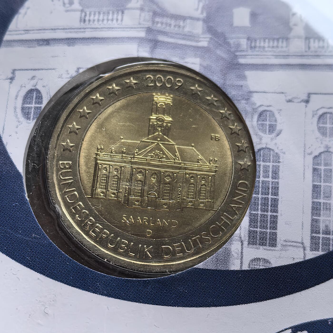 道一币馆币章第一百五十六场 邮币封 德国2009年萨尔州/圣路德维希教堂2欧元纪念币