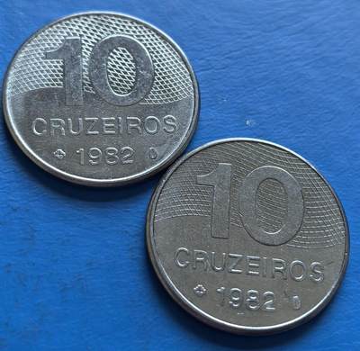 外国优质老铜币银币，周六九点倒数截拍，满百包邮，可寄存半年，喜欢朋友微信扫描二维码可直接参拍 - 巴西10库鲁2枚