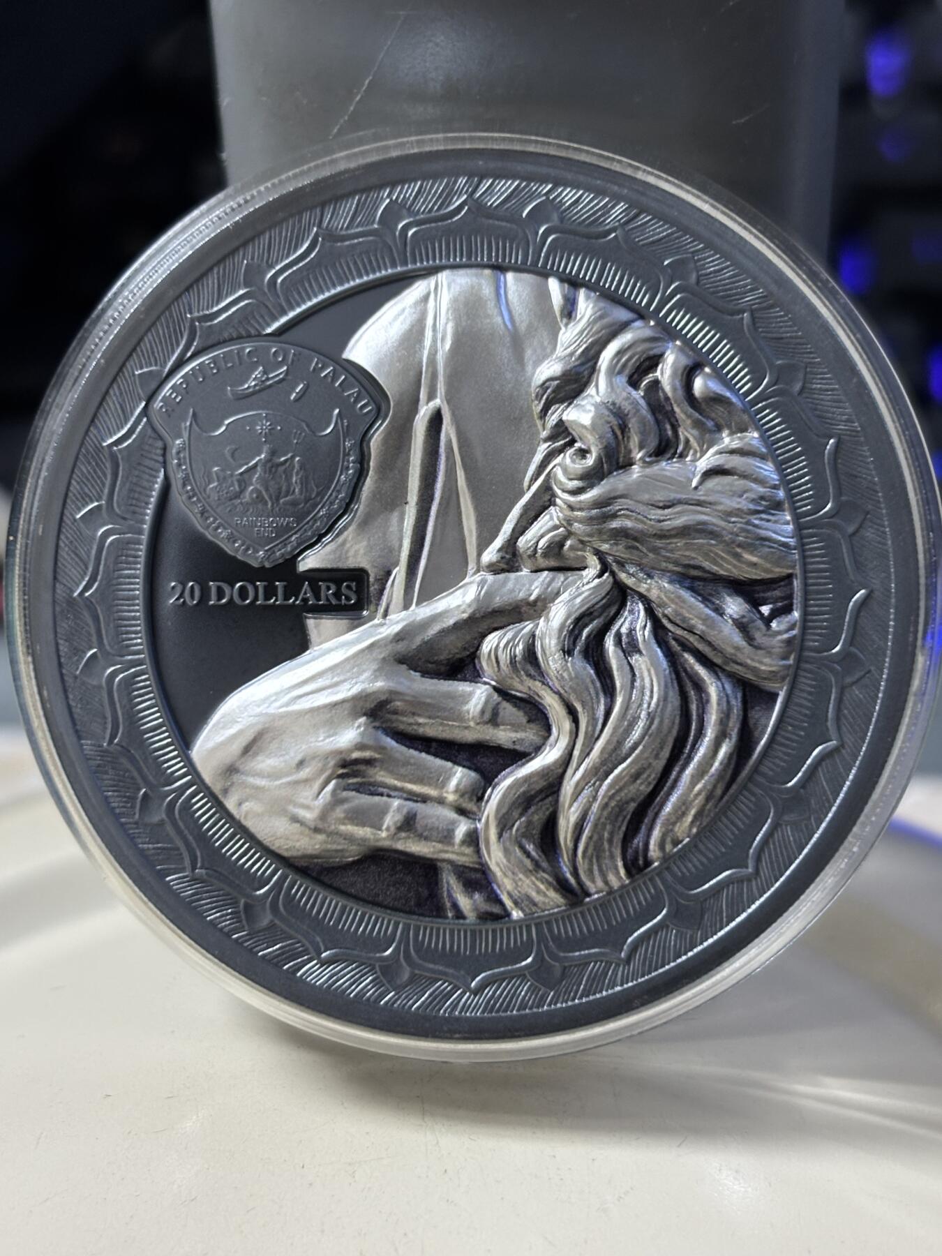 第183期拍卖 帕劳2022年永恒的雕塑系列《梅瑟》3盎司纪念银币，499银，发行量999枚