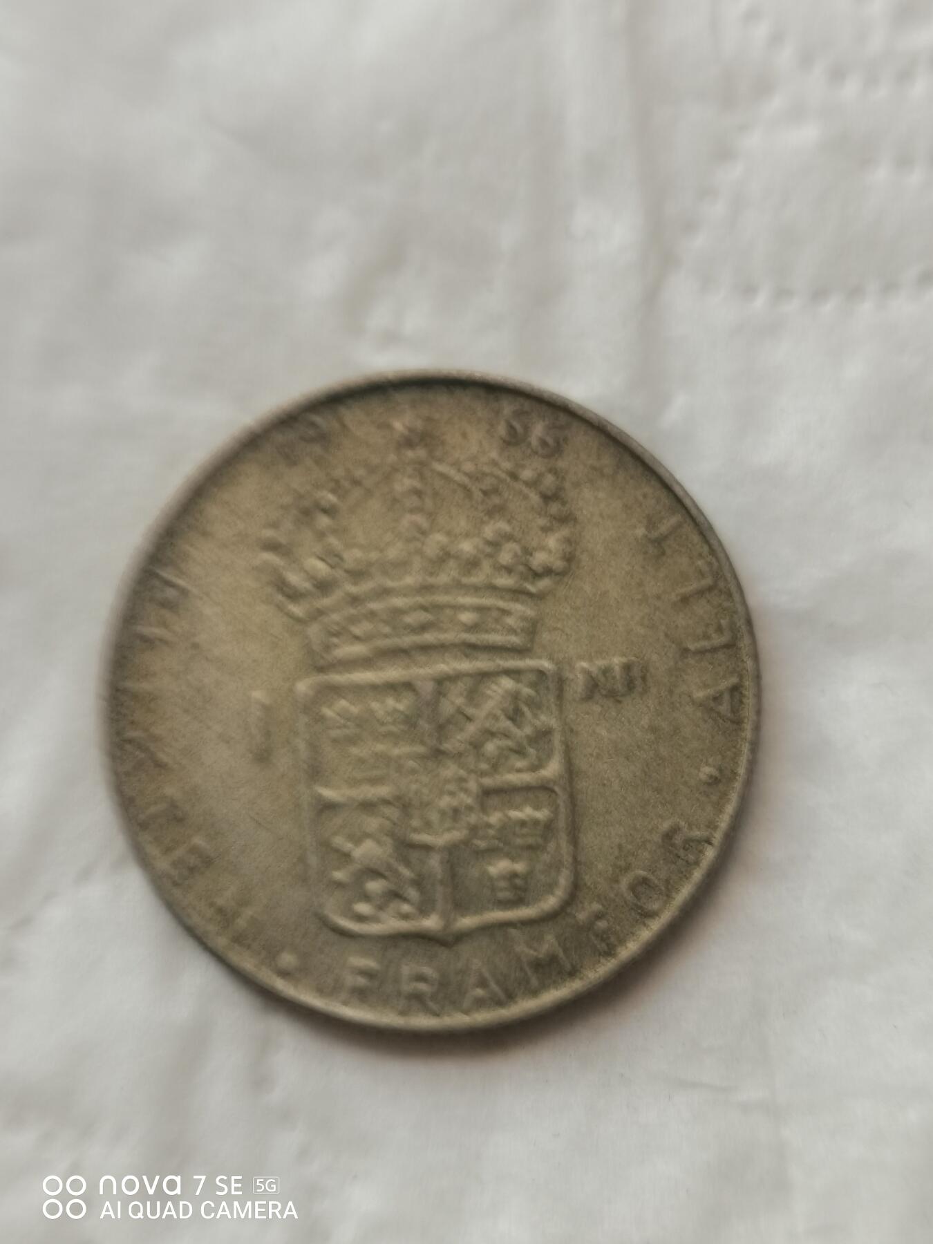 外国钱币 66年瑞典1克郎