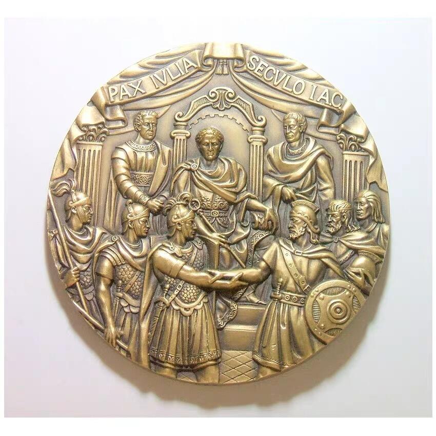 【艺术】古罗马艺术大章 皇帝克劳狄一世 高浮雕精制巨型大铜章 90MM 292克