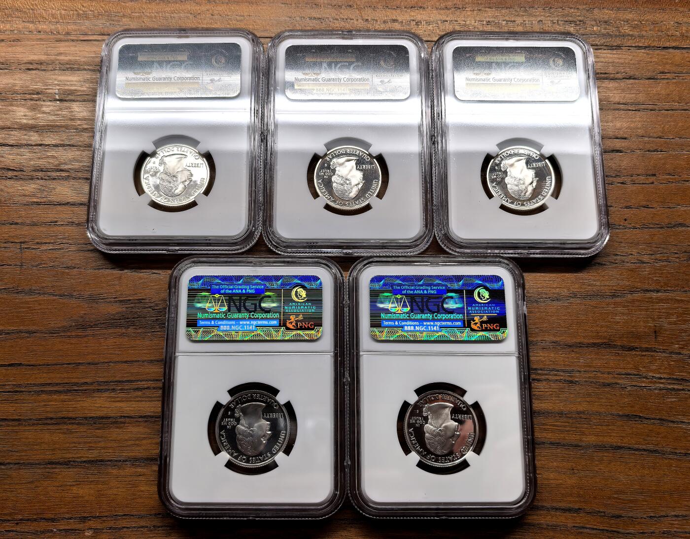 纫秋兰以为佩·凡希社微拍感恩专场 2003美国联邦州25分纪念银币五枚套NGC-PF69UC，伊利诺斯等。