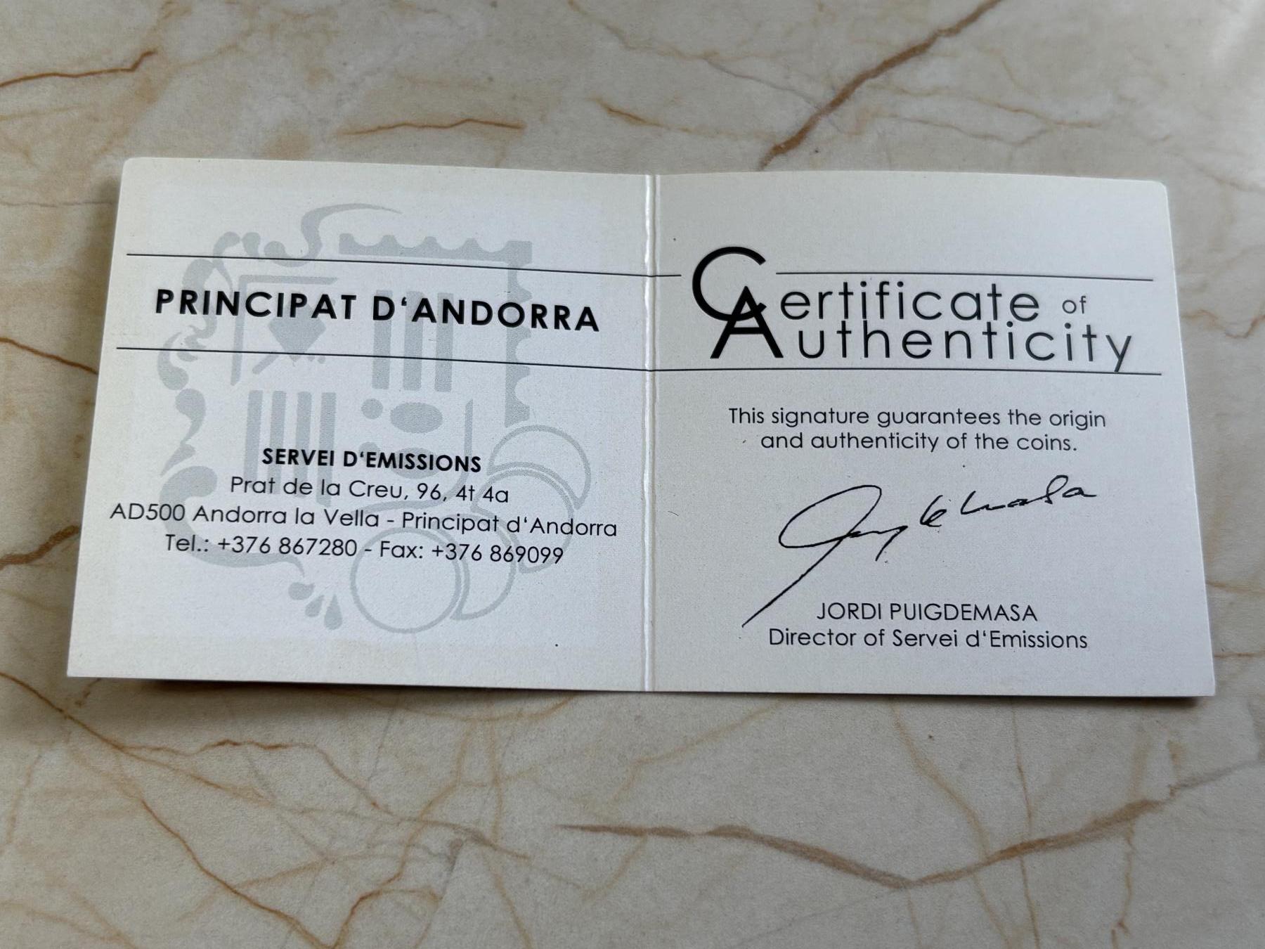 第183期拍卖 安道尔2013年FEI马术世界比赛20克精制彩色纪念银币2带证书，925银，发行量2000枚