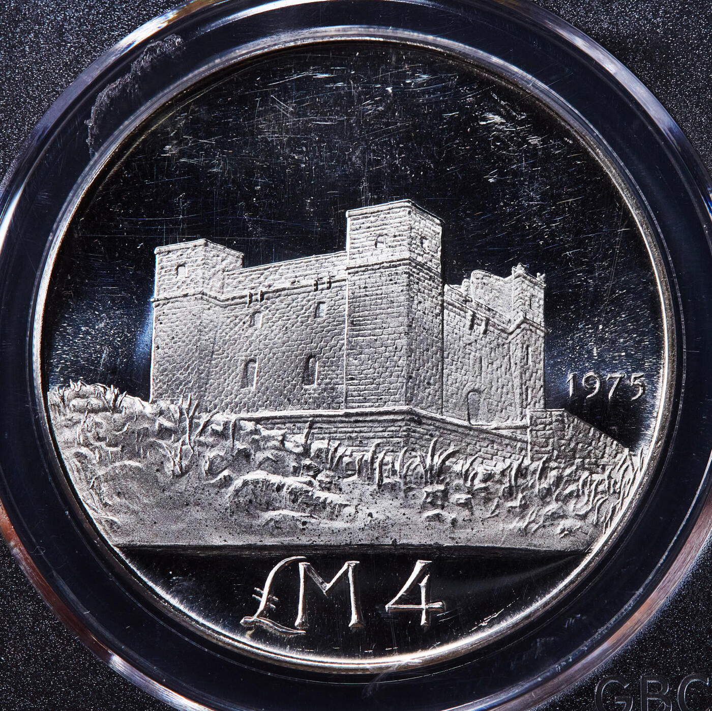 【俄甄集藏】2025年(045)12-03 星期三 晚 19:30 全场包邮 马耳他1975年历史建筑系列-加米耶的圣阿加莎塔4镑纪念银币，公博 MS65，类精制底板，重：20克，含银量：98.7%，发行量：18000枚，经典品种