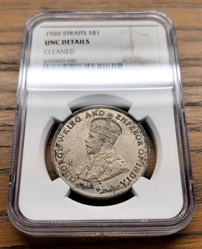 纫秋兰以为佩·凡希社微拍感恩专场 - 1920英属海峡殖民地乔五壹元大银NGC-UNCD，实物状态上佳！
