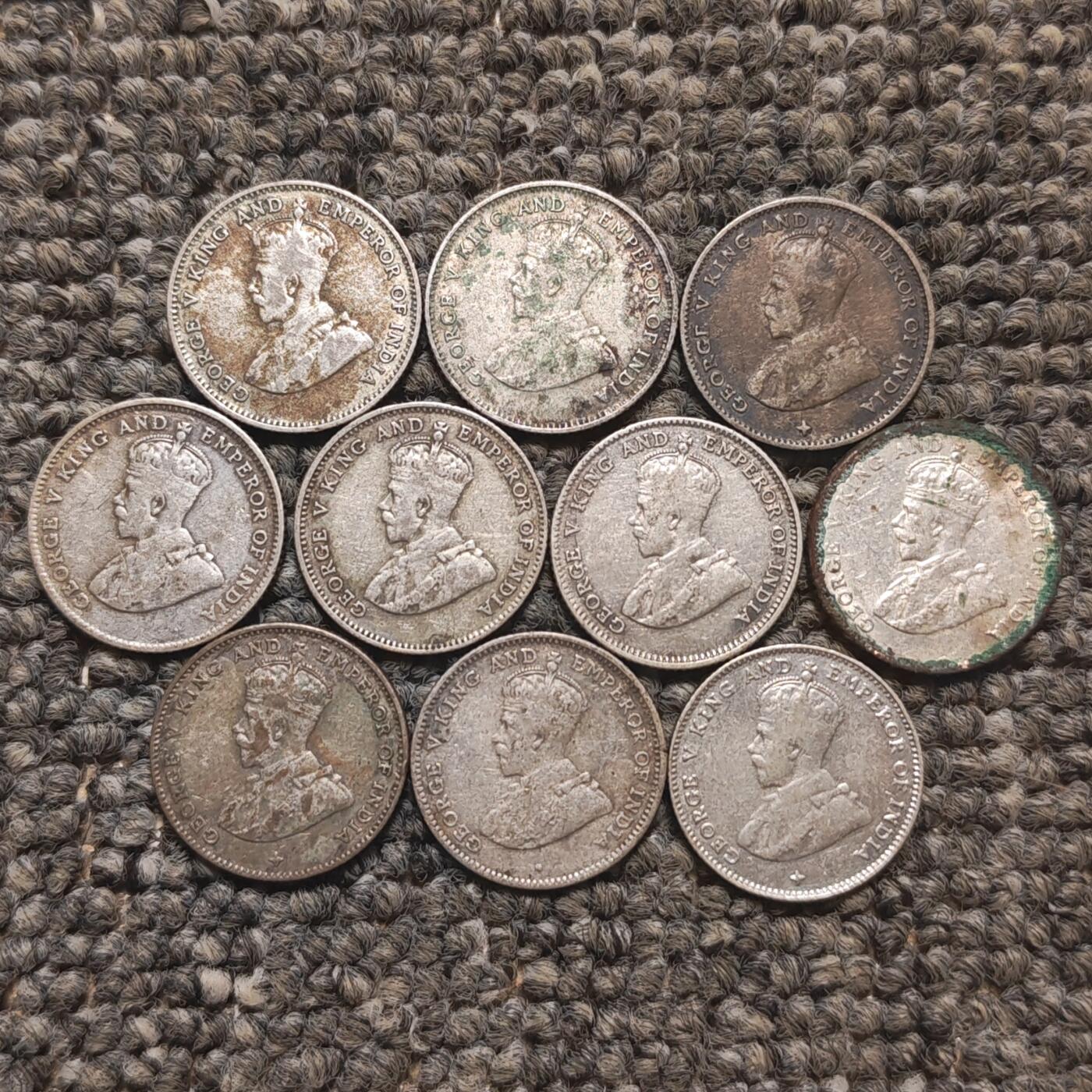 英属海峡殖民地乔治五世10分银币十枚