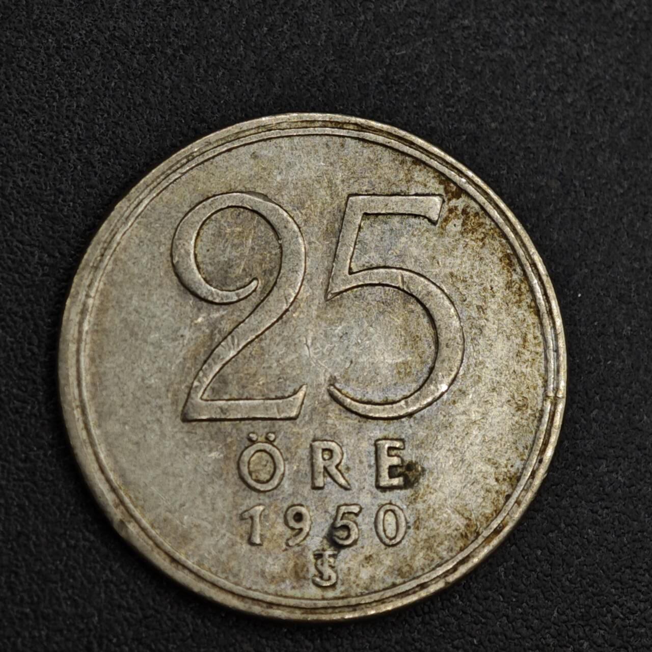 【淘币小摊】限时拍第八百一十二拍  小银币场  满百包邮可预留两周  周一统一发货  瑞典1950年25欧尔银币