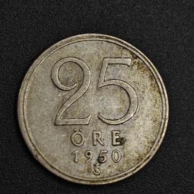 【淘币小摊】限时拍第八百一十二拍  小银币场  满百包邮可预留两周  周一统一发货  - 瑞典1950年25欧尔银币