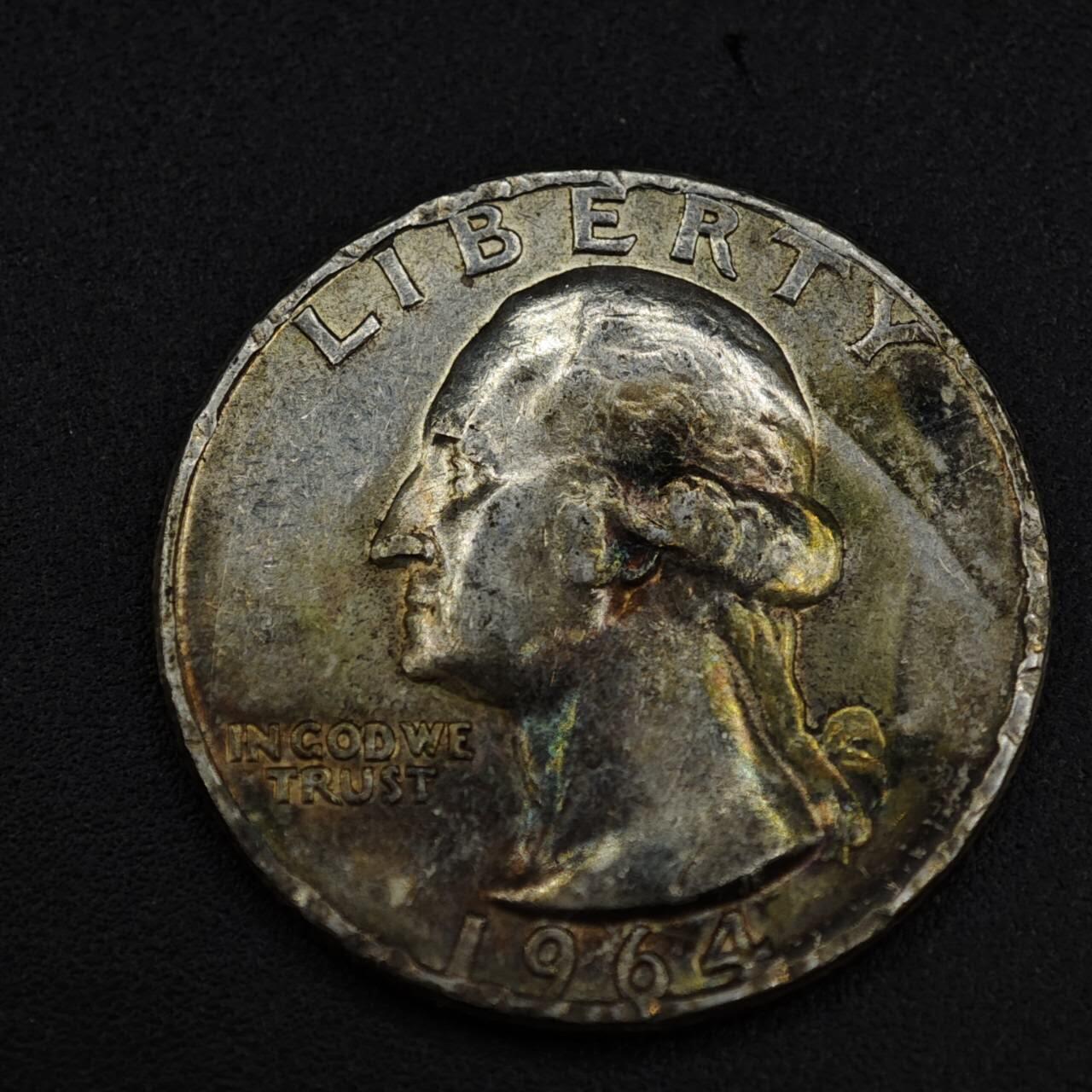 【淘币小摊】限时拍第八百一十二拍  小银币场  满百包邮可预留两周  周一统一发货  美国1964年25分银币