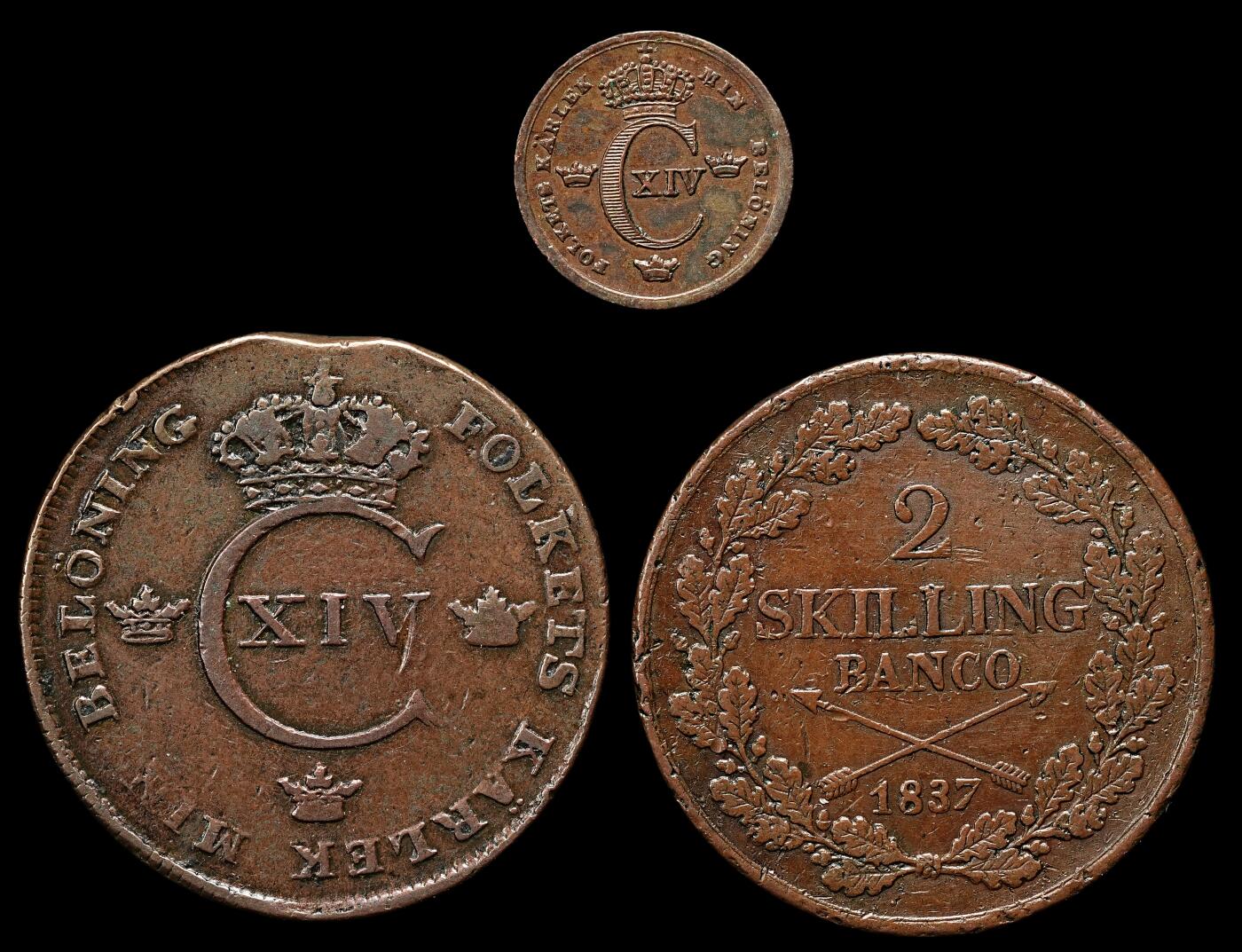 修遠堂世界钱币第九十五期 19世纪瑞典老铜币3枚