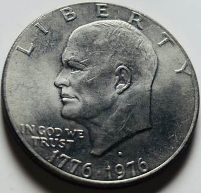 文馨钱币收藏第 284 场，【 长期接收代拍品】老藏家拍品南朝鲜李承晚时期货币，泰国大型纪念币，土耳其各时期及各国套币场 - 原光好品 1976 年美国建国 200 周年大一元纪念币 D 版