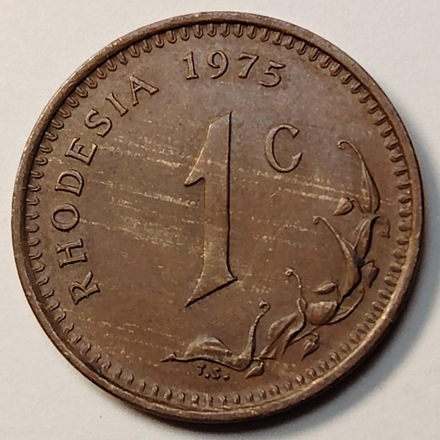 布加迪🐬～世界钱币(上海)🌾第 262 期 /  各国套币和散币 罗德西亚 1975年 1分