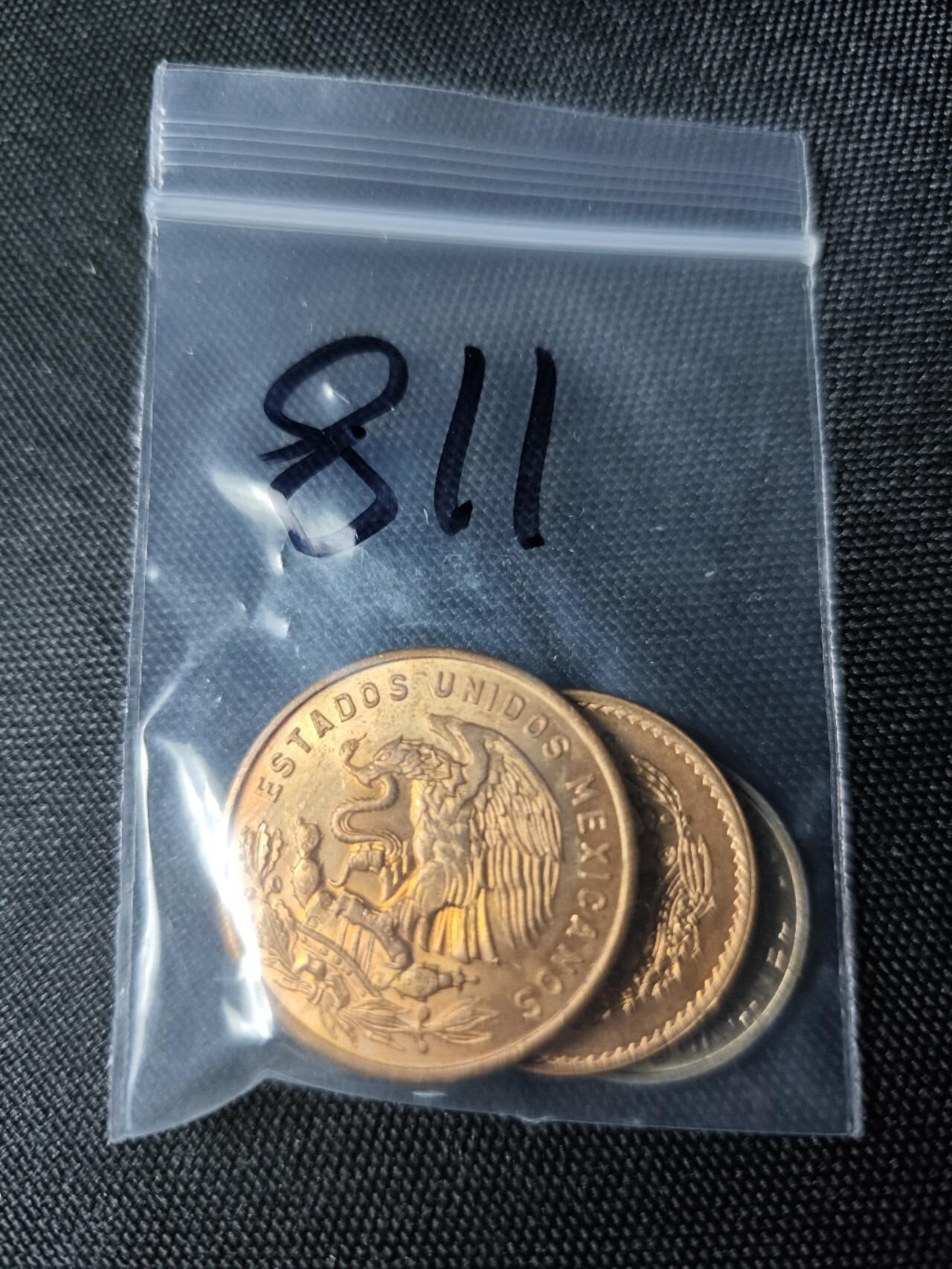 KK钱币收藏小铺 （套币 好品/批量散币 银币）专场  2月预留时间 周末发货  墨西哥好品铜镍 铜币一组3枚