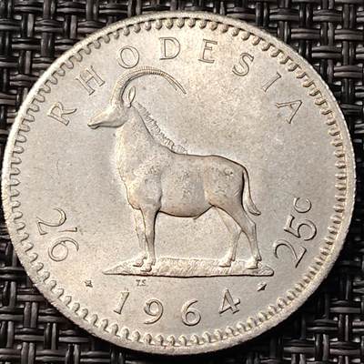布加迪🐬～世界钱币(上海)🌾第 262 期 /  各国套币和散币 - 罗德西亚 1964年 2先令6便士 女王头像
