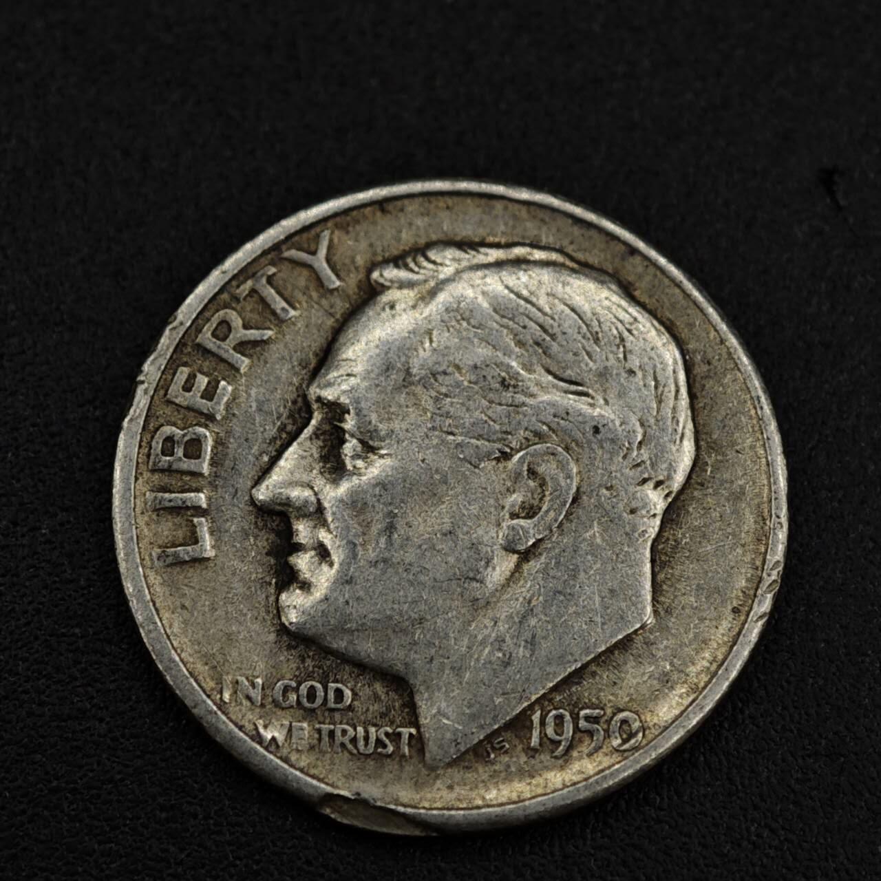 【淘币小摊】限时拍第八百一十二拍  小银币场  满百包邮可预留两周  周一统一发货  美国1950年罗斯福10分银币