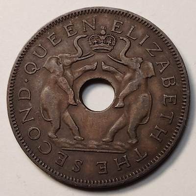 布加迪🐬～世界钱币(上海)🌾第 262 期 /  各国套币和散币 - 罗德西亚和尼亚萨兰 1957年 1便士 伊丽莎白女王