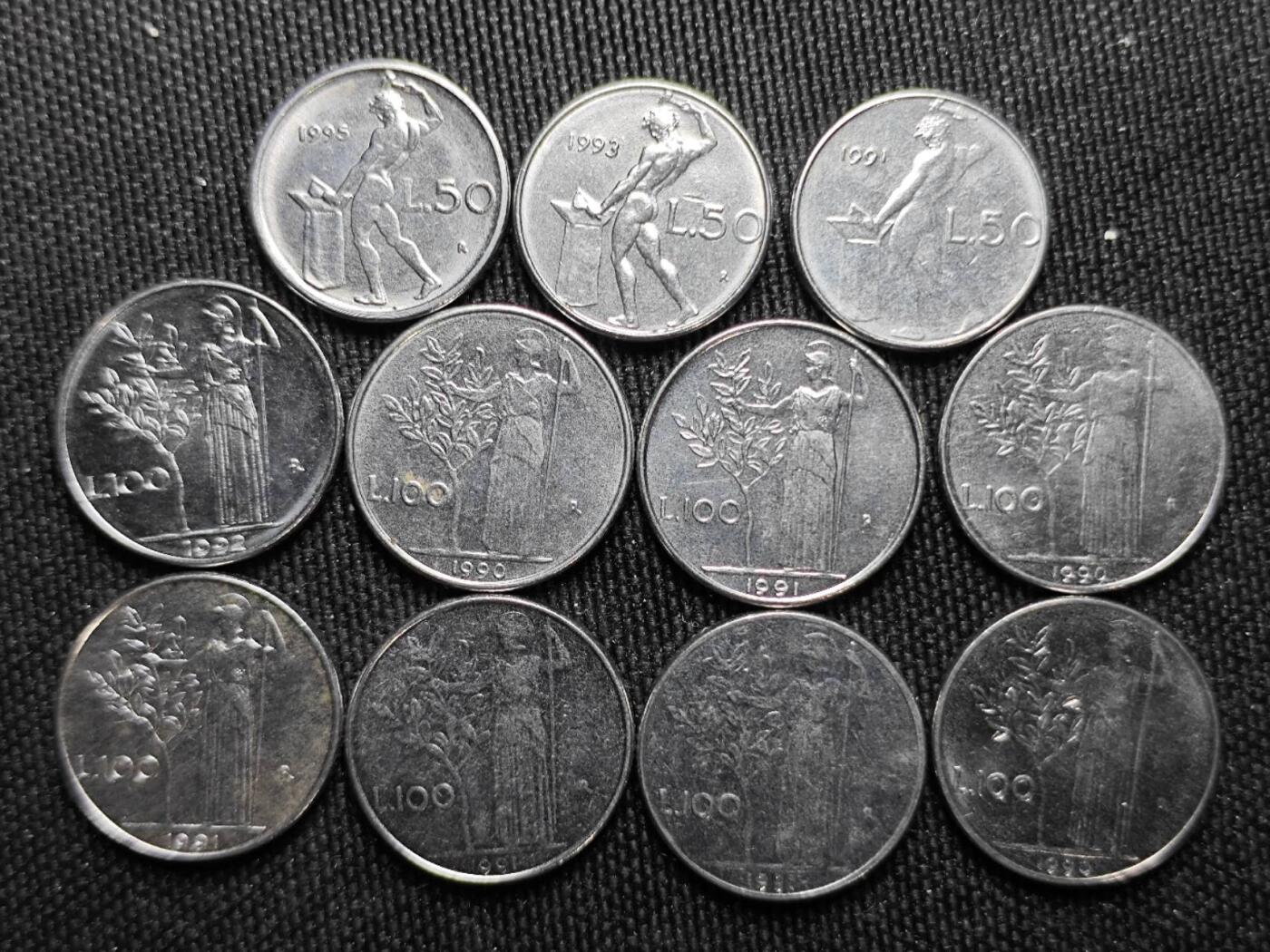 KK钱币收藏小铺 （套币 好品/批量散币 银币）专场  2月预留时间 周末发货  意大利50/100小里拉一组11枚