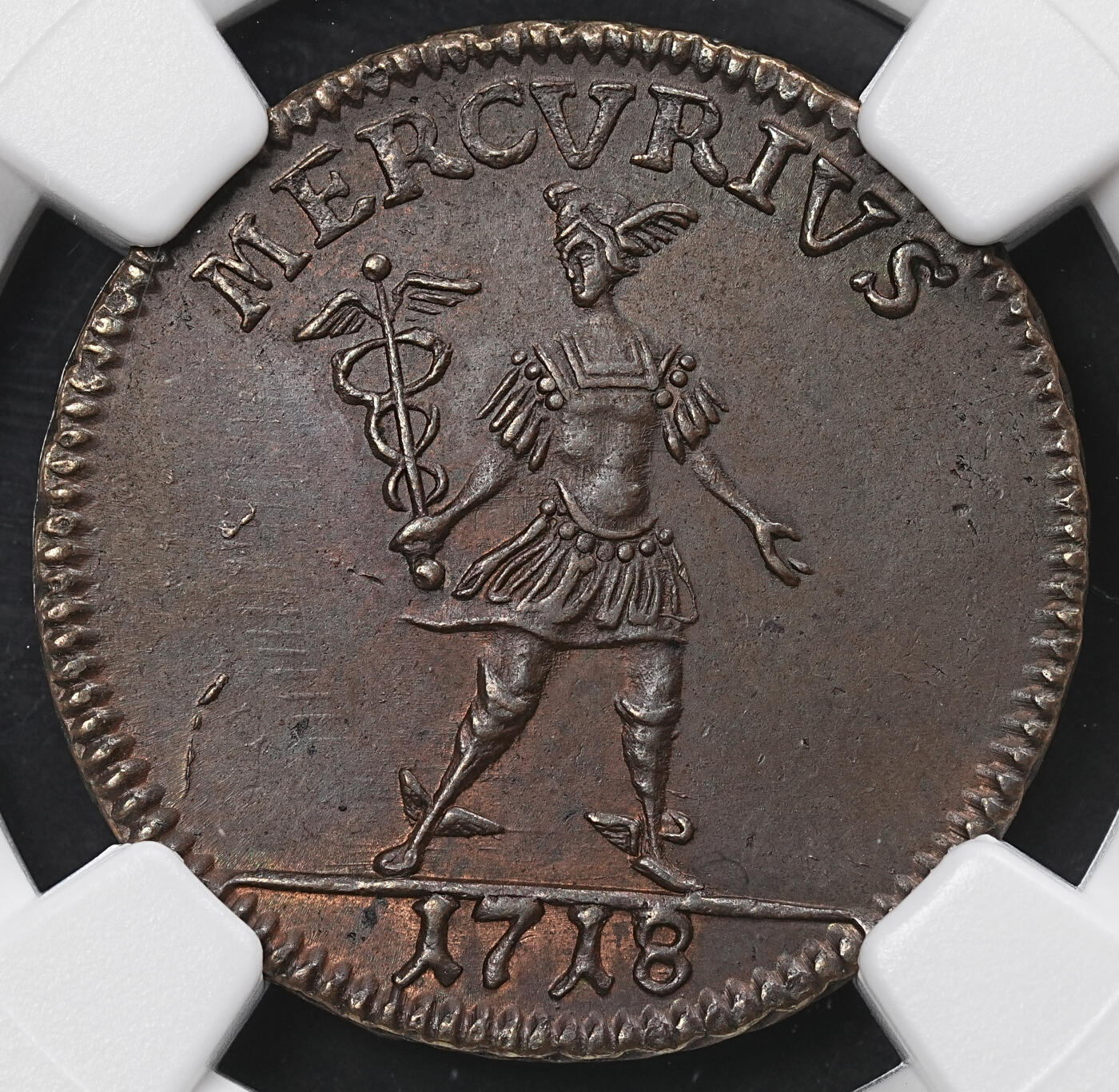 修遠堂世界钱币第九十五期 NGC MS61BN 1718年瑞典紧急时期1 DALER铜币 品相少见