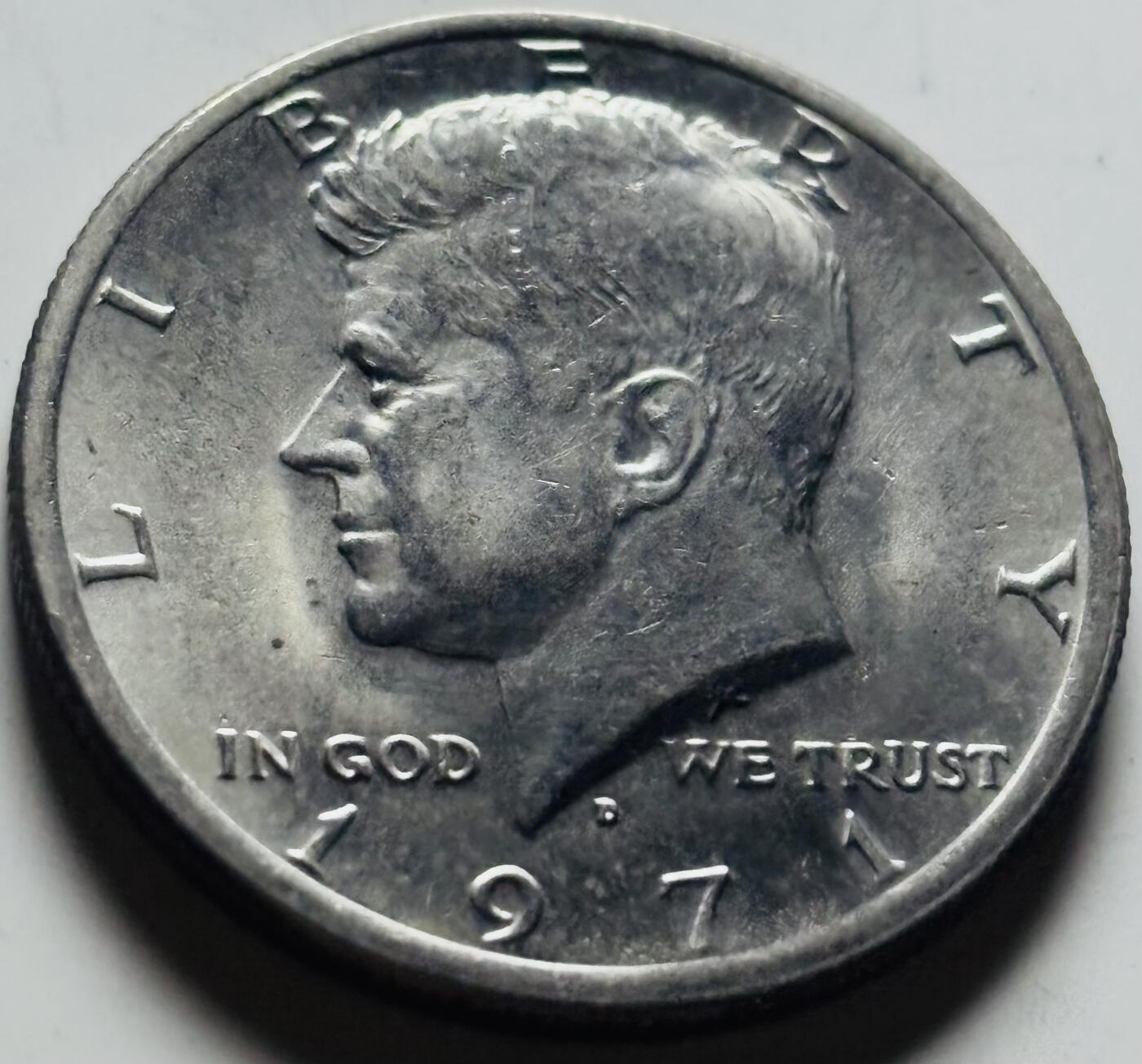 文馨钱币收藏第 284 场，【 长期接收代拍品】老藏家拍品南朝鲜李承晚时期货币，泰国大型纪念币，土耳其各时期及各国套币场 原光好品 1971 年美国肯尼迪半美元 D 版