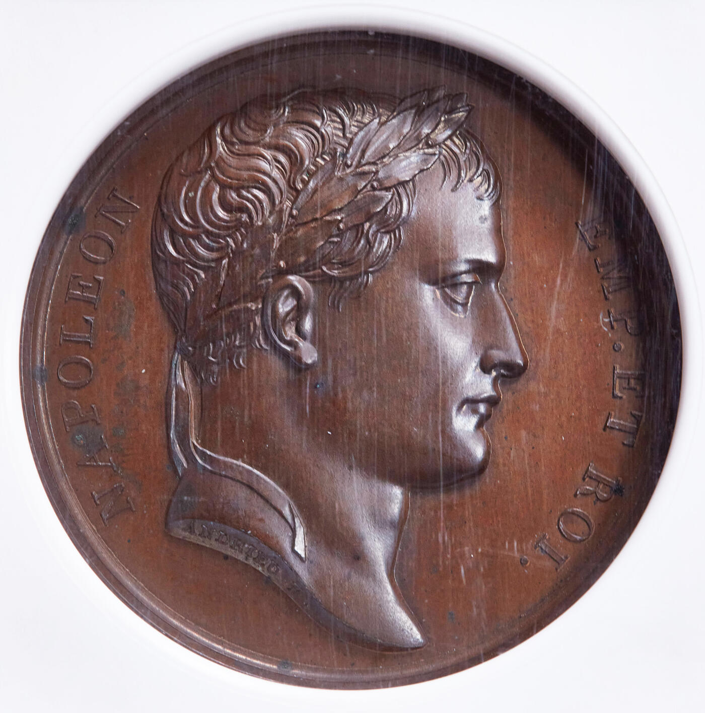 【俄甄集藏】2025年(045)12-03 星期三 晚 19:30 全场包邮 法国拿破仑帝国1808年纪念攻占西班牙马德里大铜章，NGC MS63，高浮雕，巧克力包浆，稀少品种，唯一亚军