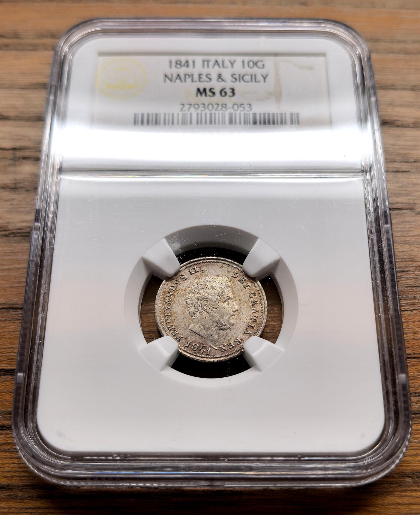 纫秋兰以为佩·凡希社微拍感恩专场 1841意大利那不勒斯与西西里10G银币NGC-MS63