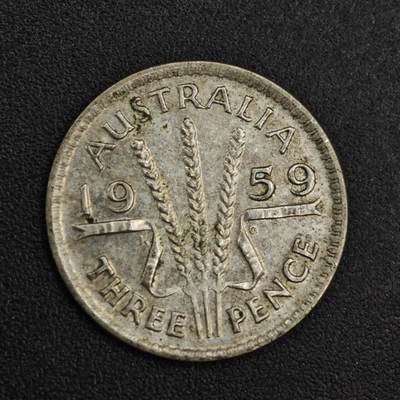【淘币小摊】限时拍第八百一十二拍  小银币场  满百包邮可预留两周  周一统一发货  - 澳大利亚1959年伊丽莎白二世3便士银币
